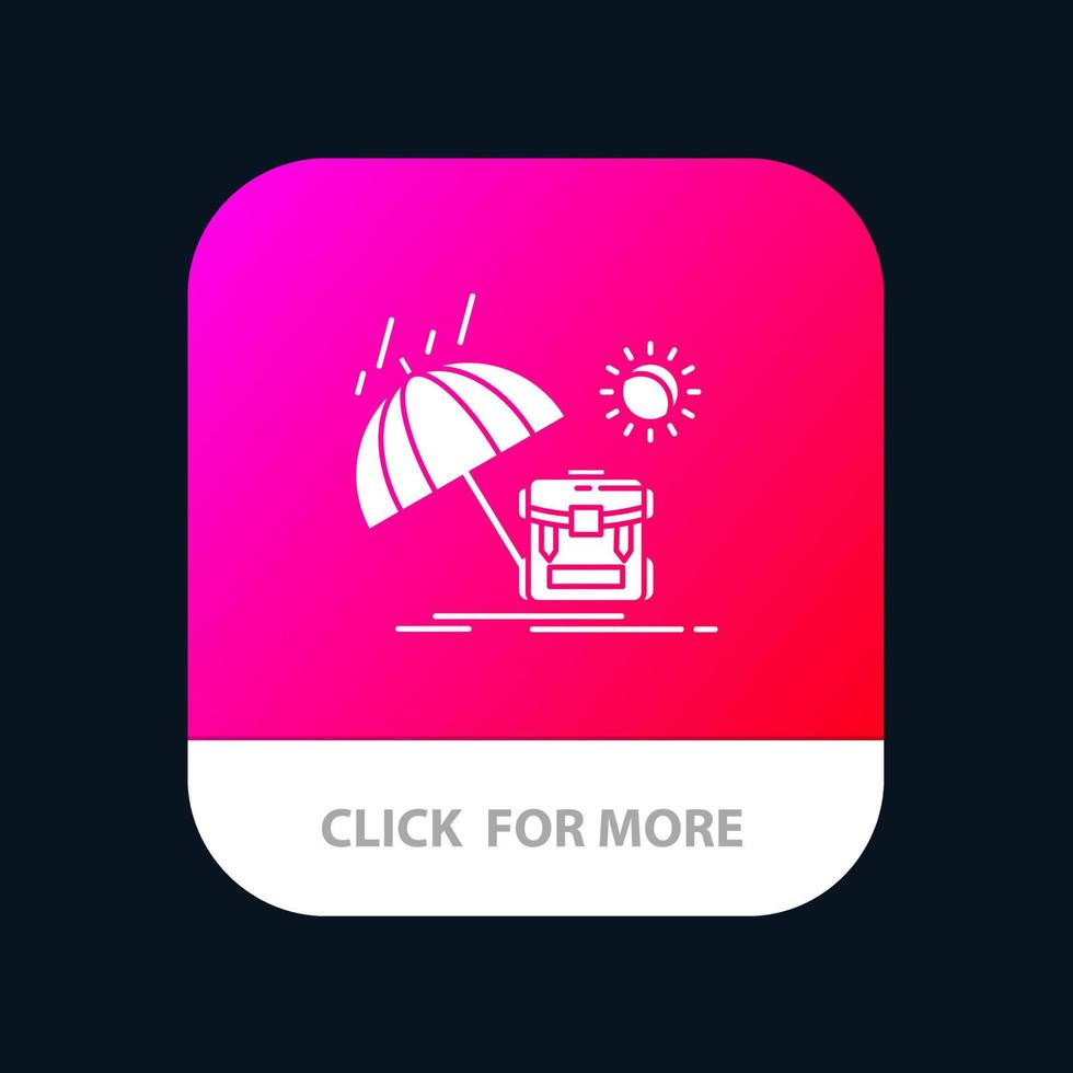 sac à dos d'été saison du soleil bouton d'application mobile version de glyphe android et ios vecteur