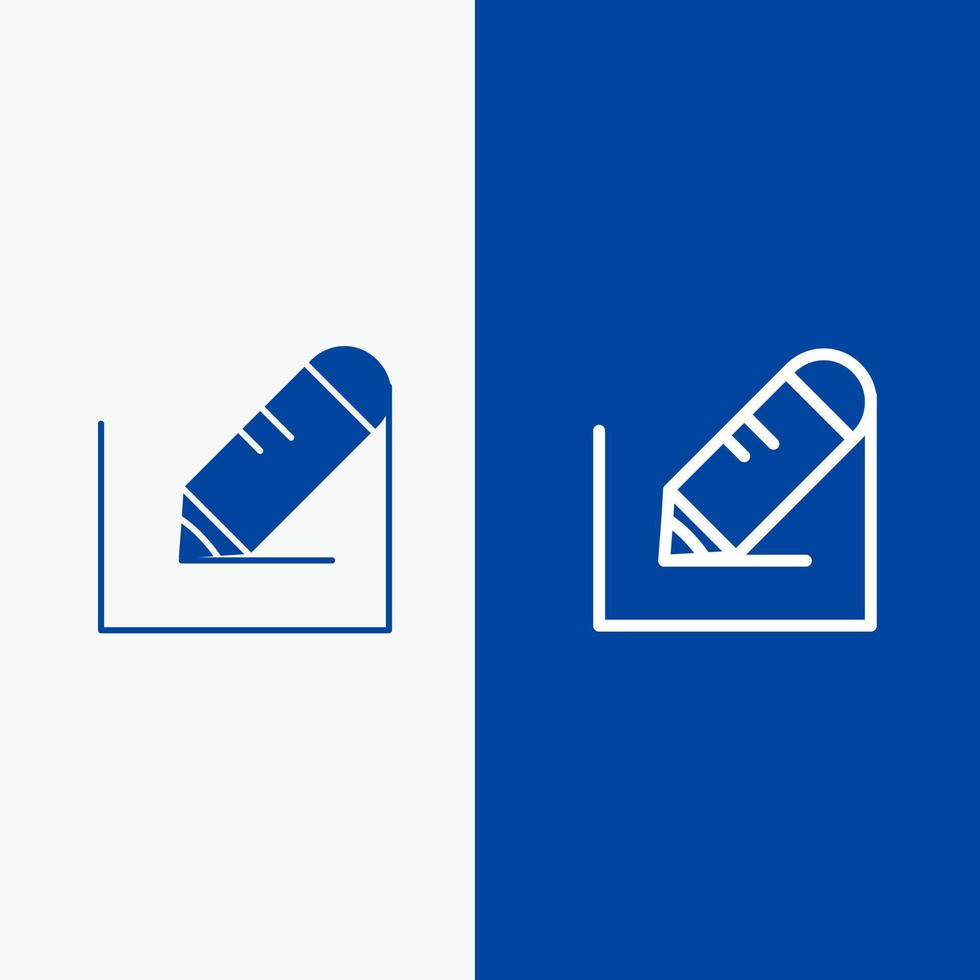 crayon écrire du texte école ligne et glyphe icône solide bannière bleue ligne et glyphe icône solide bannière bleue vecteur