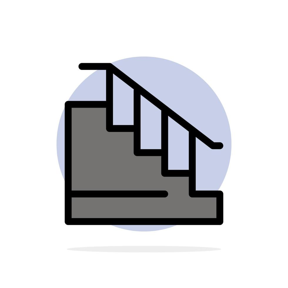 construction vers le bas maison escalier abstrait cercle fond plat icône de couleur vecteur