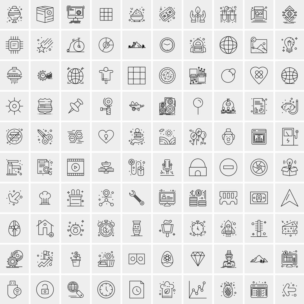 ensemble de 100 icônes de ligne d'activité créative vecteur