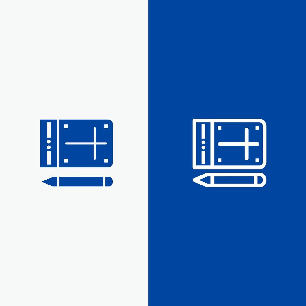 ligne d'éducation en ligne de crayon mobile et bannière bleue d'icône solide de glyphe vecteur