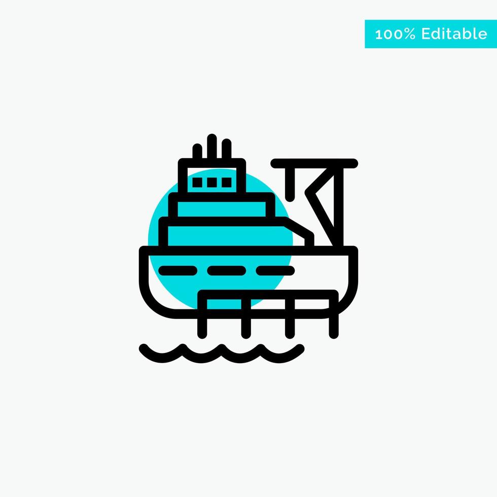 navire bateau cargo construction turquoise point culminant cercle icône vecteur
