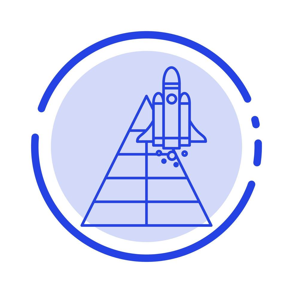 station spatiale avion vaisseau spatial lancement icône de ligne pointillée bleue vecteur