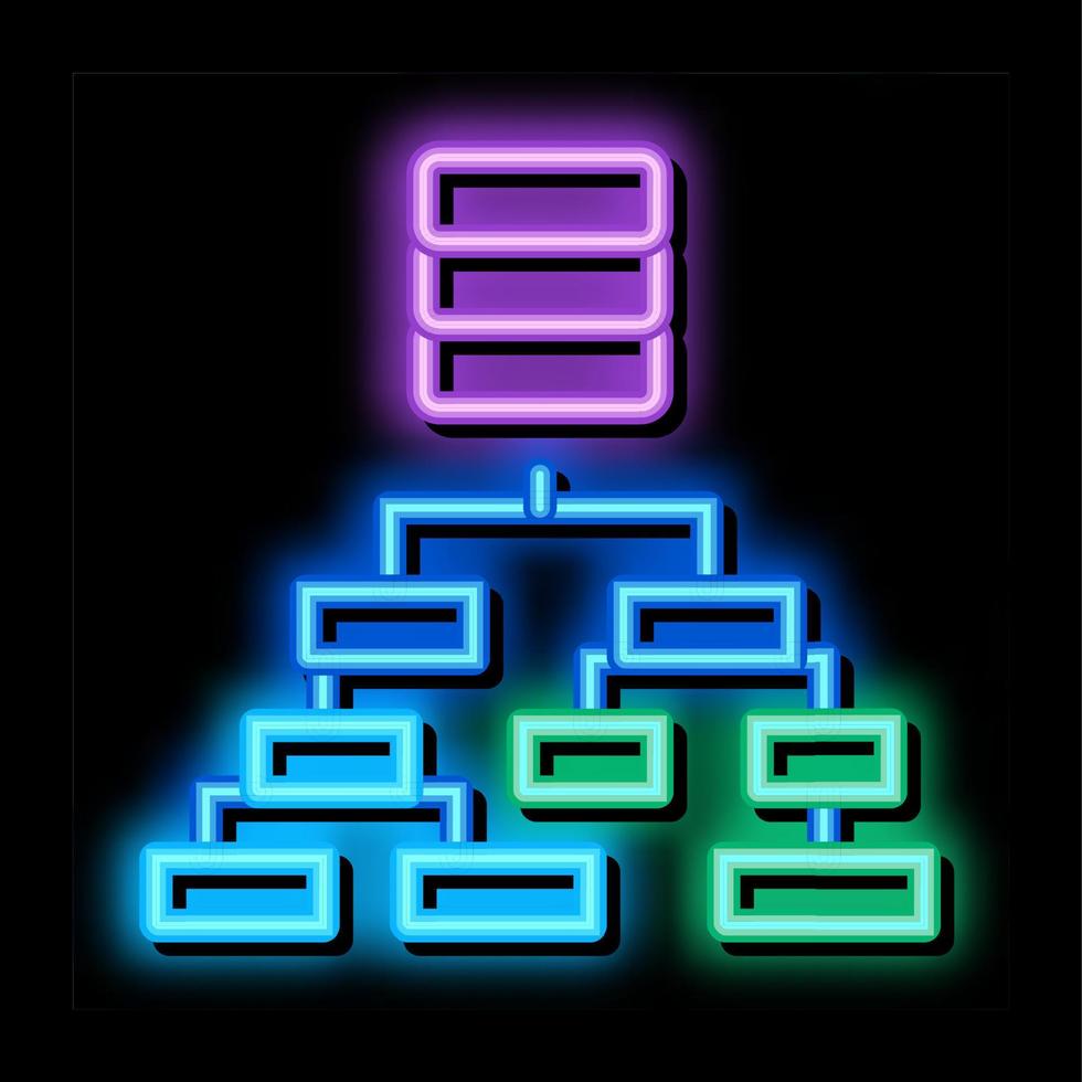 classification de l'illustration de l'icône de lueur au néon d'apprentissage automatique vecteur