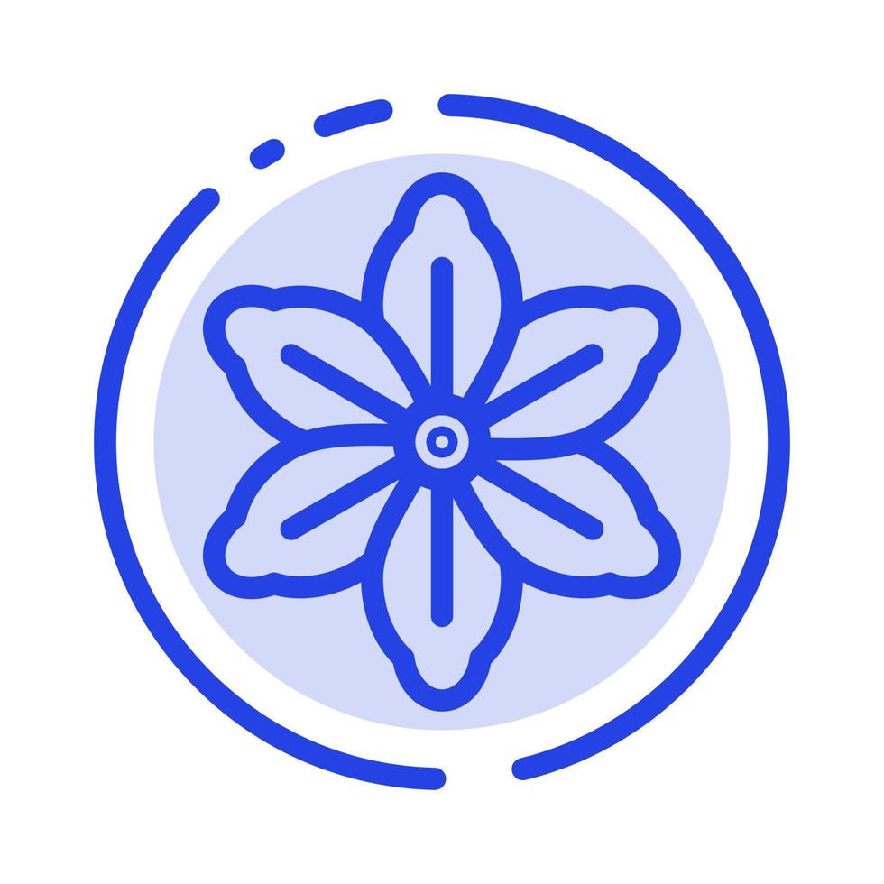fleur floral nature printemps bleu pointillé ligne icône vecteur