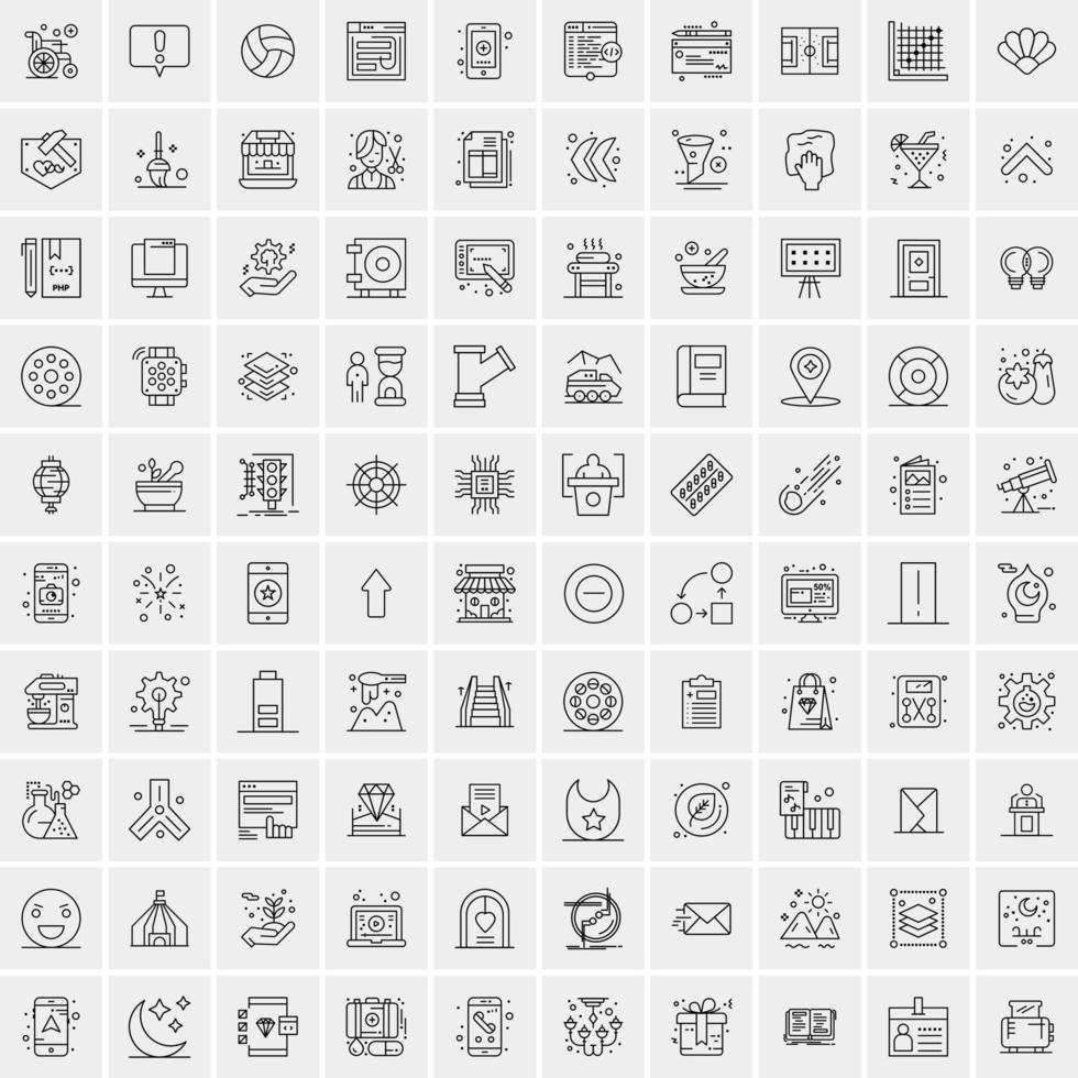 ensemble de 100 icônes de ligne d'activité créative vecteur