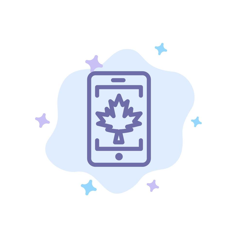 icône bleue de feuille de canada de cellule mobile sur le fond abstrait de nuage vecteur