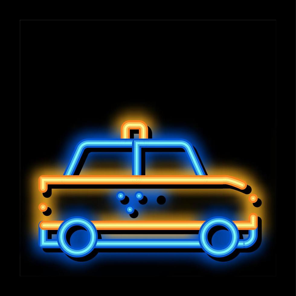 illustration de l'icône de lueur au néon en ligne de voiture de taxi vecteur