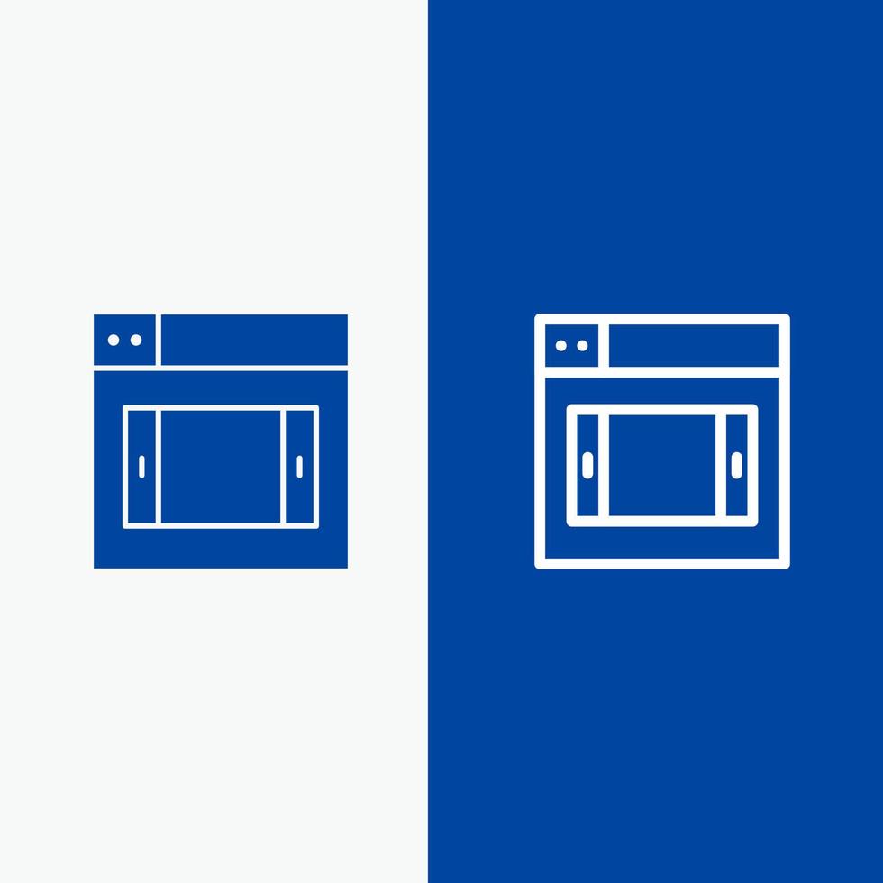 conception web mobile ligne et glyphe icône solide bannière bleue ligne et glyphe icône solide bannière bleue vecteur