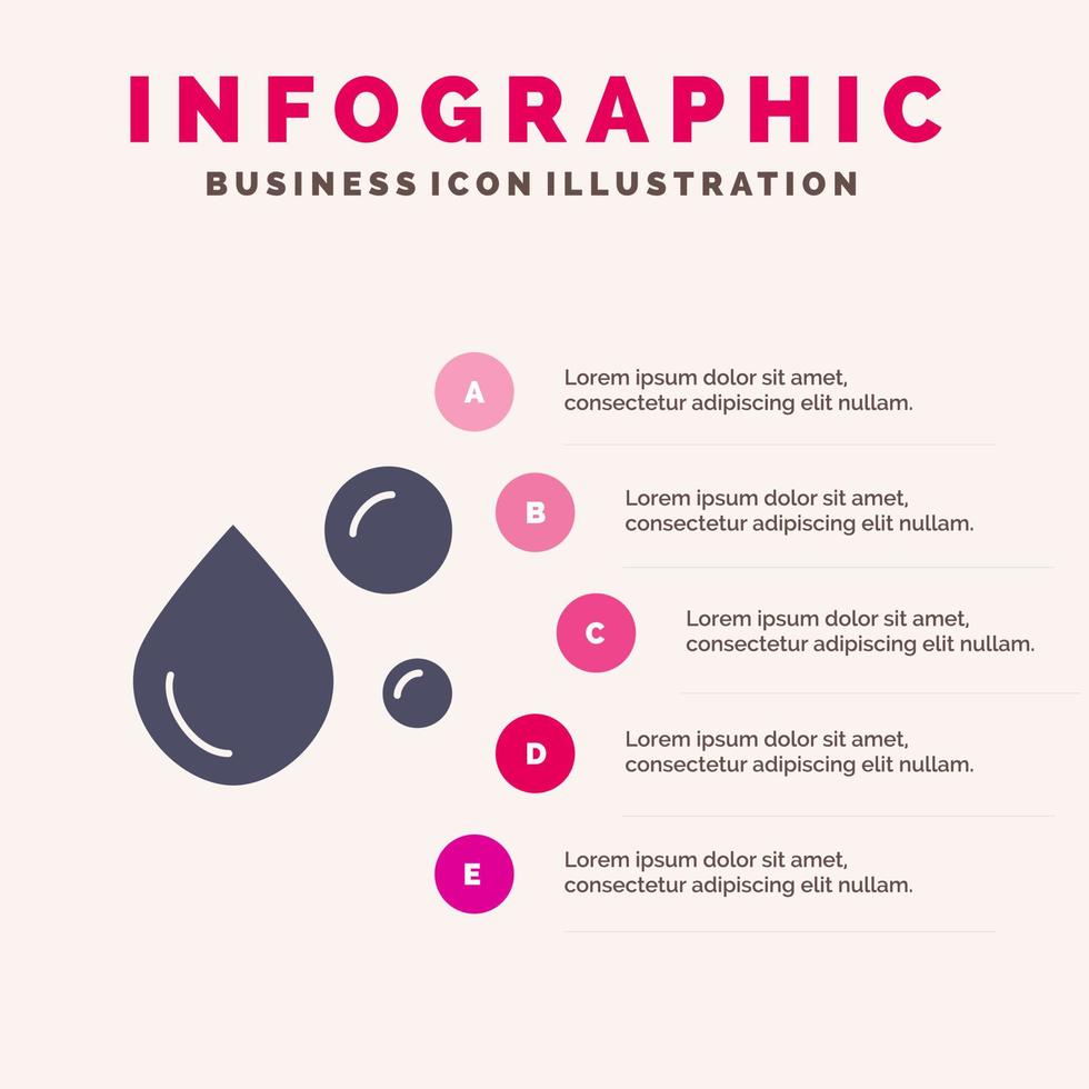 acide gras huile de poisson graisse saine huile naturelle oméga solide icône infographie 5 étapes présentation arrière-plan vecteur