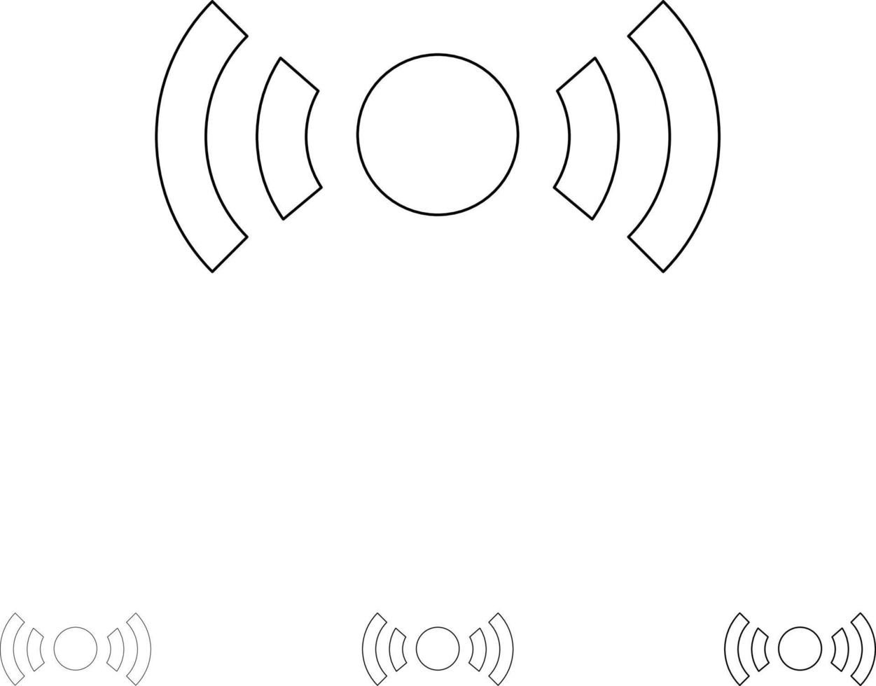 signal essentiel de base ui ux jeu d'icônes de ligne noire audacieuse et fine vecteur