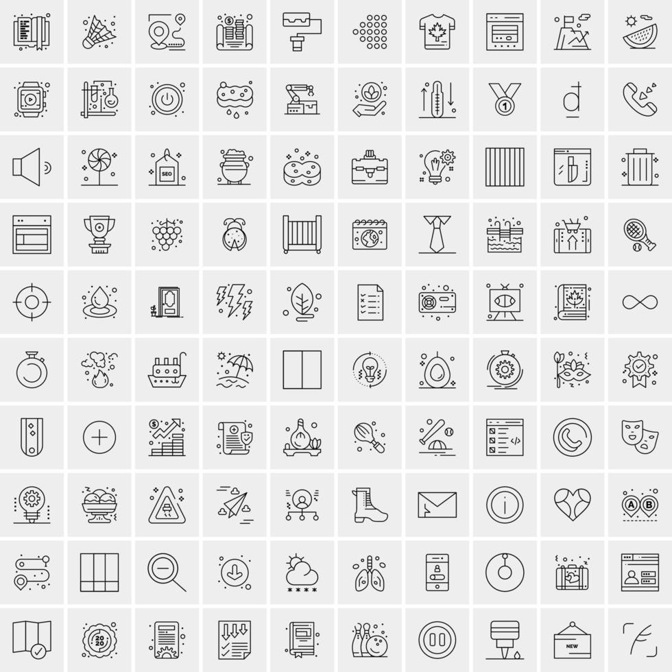 ensemble de 100 icônes de ligne d'activité créative vecteur