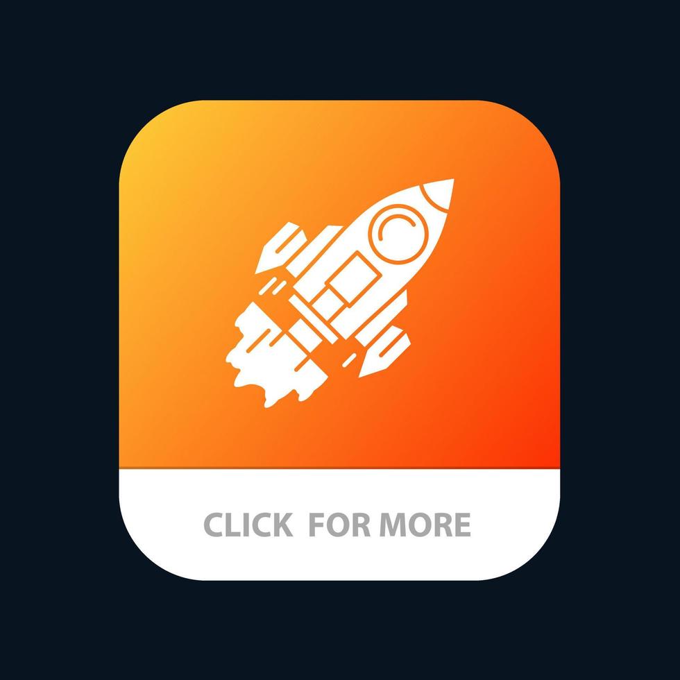 démarrage entreprise objectif lancement mission vaisseau spatial bouton application mobile android et ios version glyphe vecteur