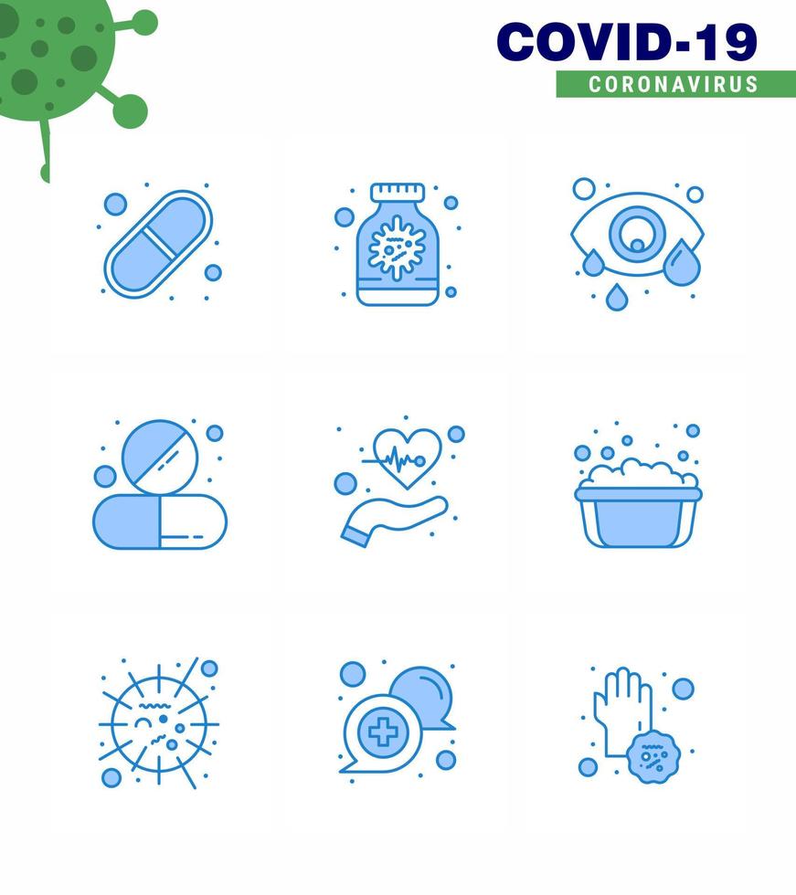 9 illustrations vectorielles pandémiques du virus corona bleu battre la pilule conjonctivite capsule de médecine coronavirus viral 2019nov éléments de conception de vecteur de maladie