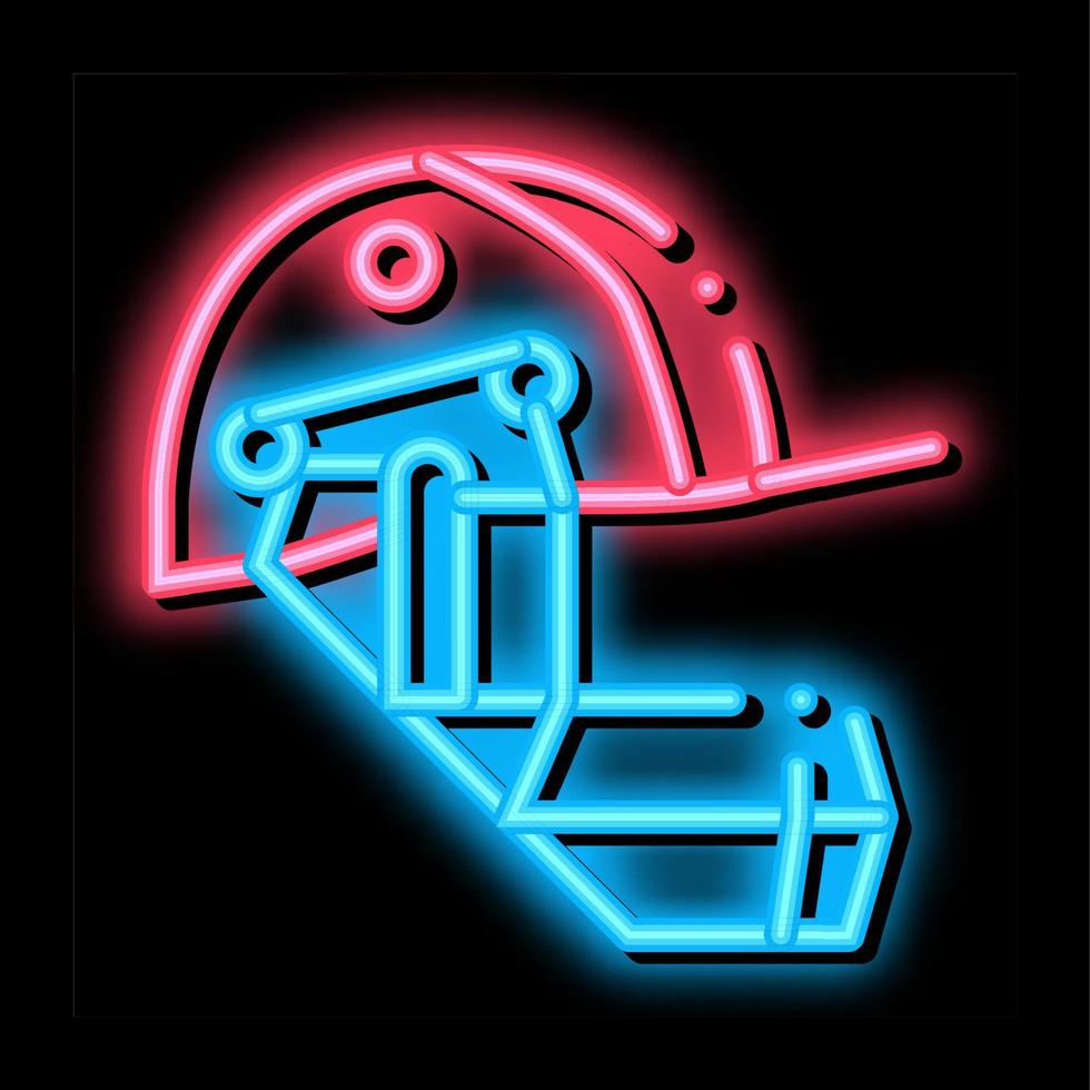 casque de cricket néon lueur icône illustration vecteur