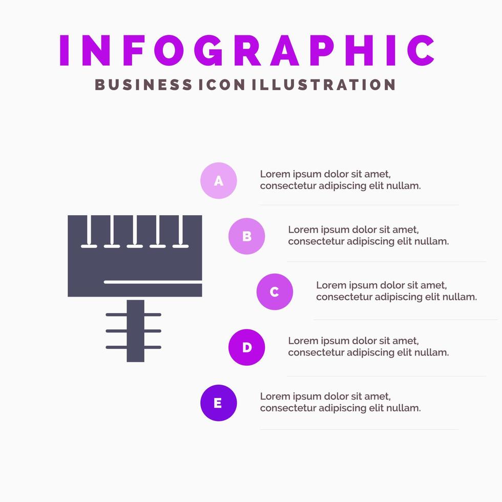 publicité panneau publicitaire enseigne solide icône infographie 5 étapes présentation fond vecteur