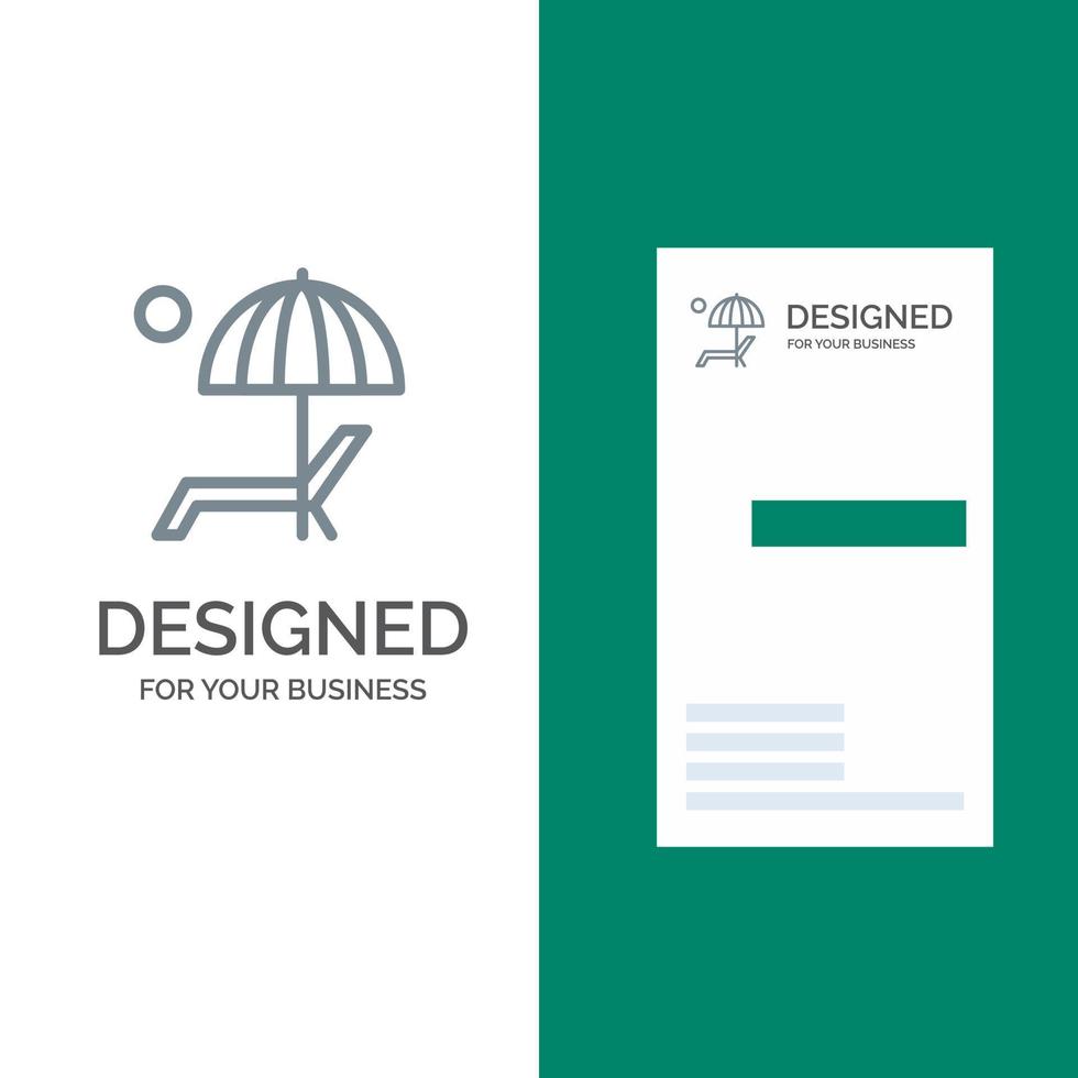 banc de parasol profitez de la conception de logo gris d'été et du modèle de carte de visite vecteur