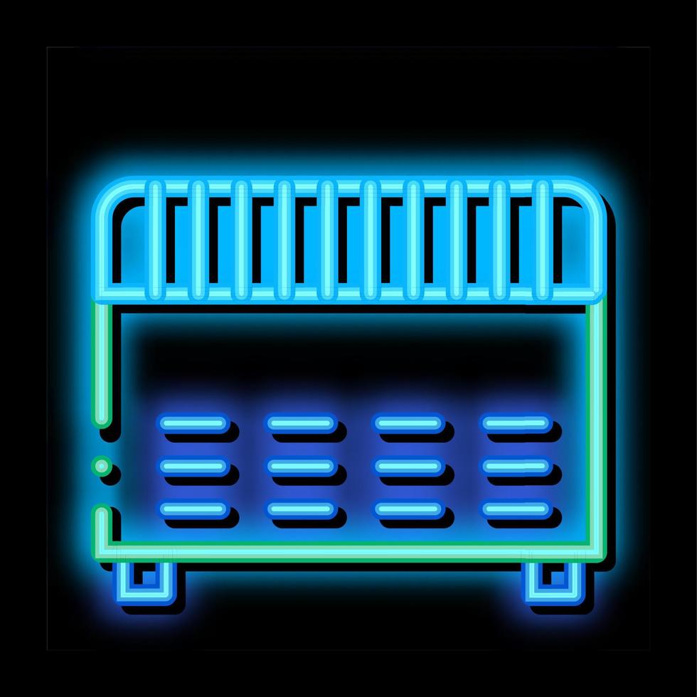 équipement de chauffage électronique domestique illustration d'icône de lueur au néon vecteur
