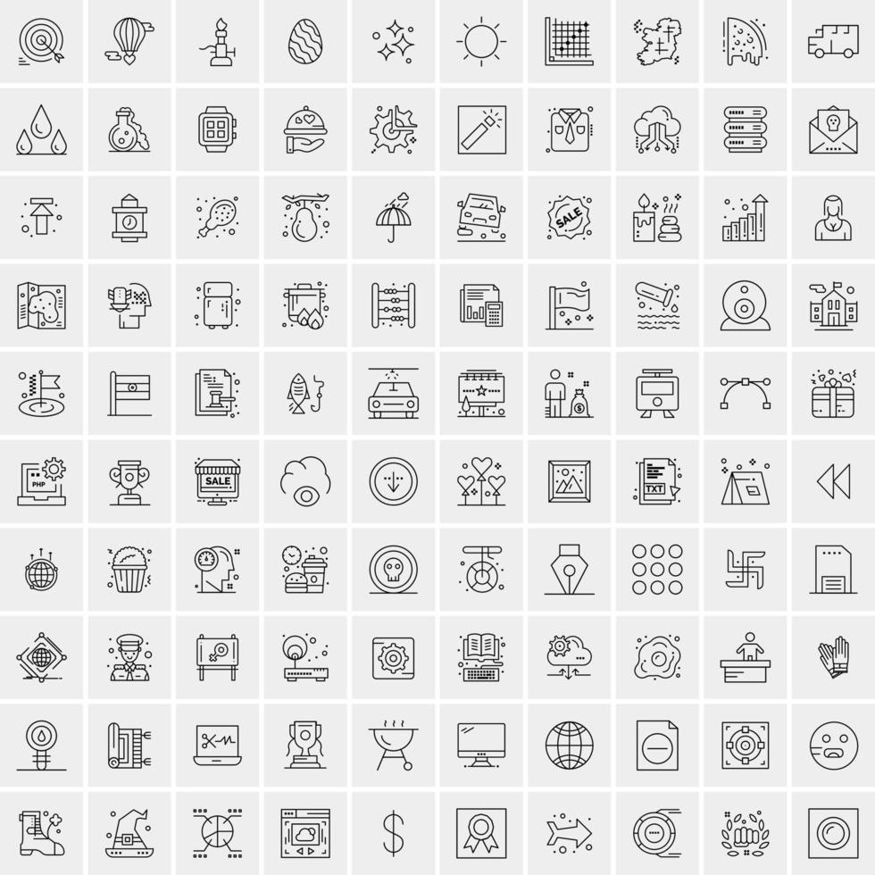 ensemble de 100 icônes de ligne d'activité créative vecteur