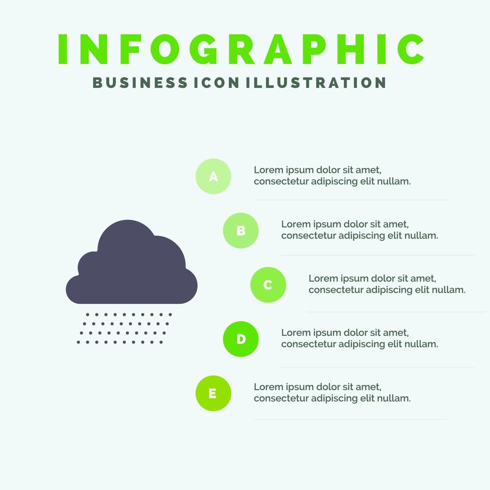 ciel pluie nuage nature printemps solide icône infographie 5 étapes présentation arrière-plan vecteur