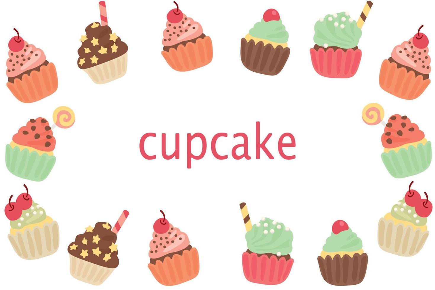 fond de délicieux cupcakes. conception d'illustration vectorielle de desserts. vecteur
