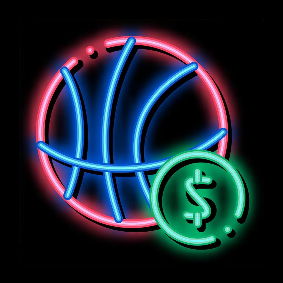 illustration de l'icône de lueur au néon de pari et de jeu de ballon de basket-ball vecteur