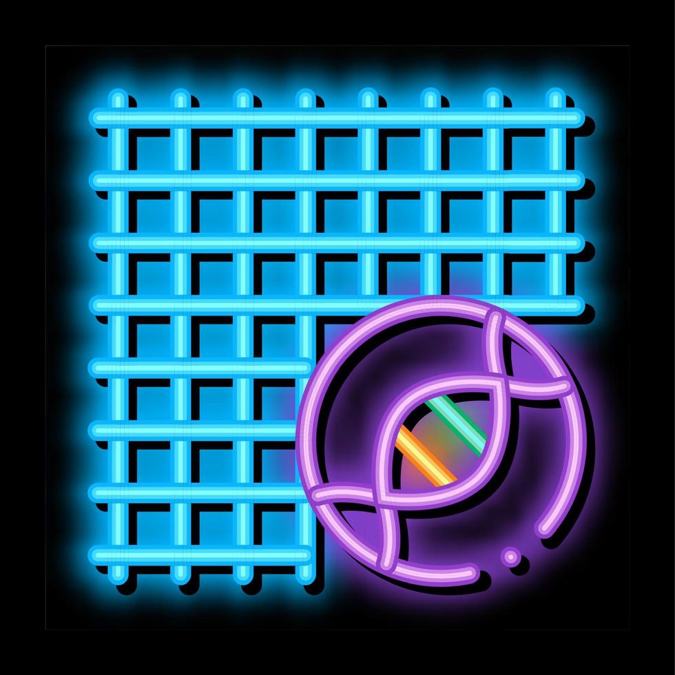 illustration d'icône de lueur au néon de biomatériau de maillage chirurgical médical vecteur