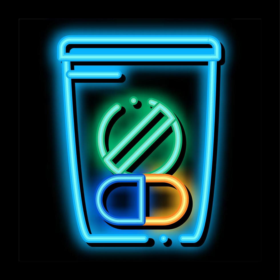 suppléments de sac de médecine illustration d'icône de lueur au néon vecteur