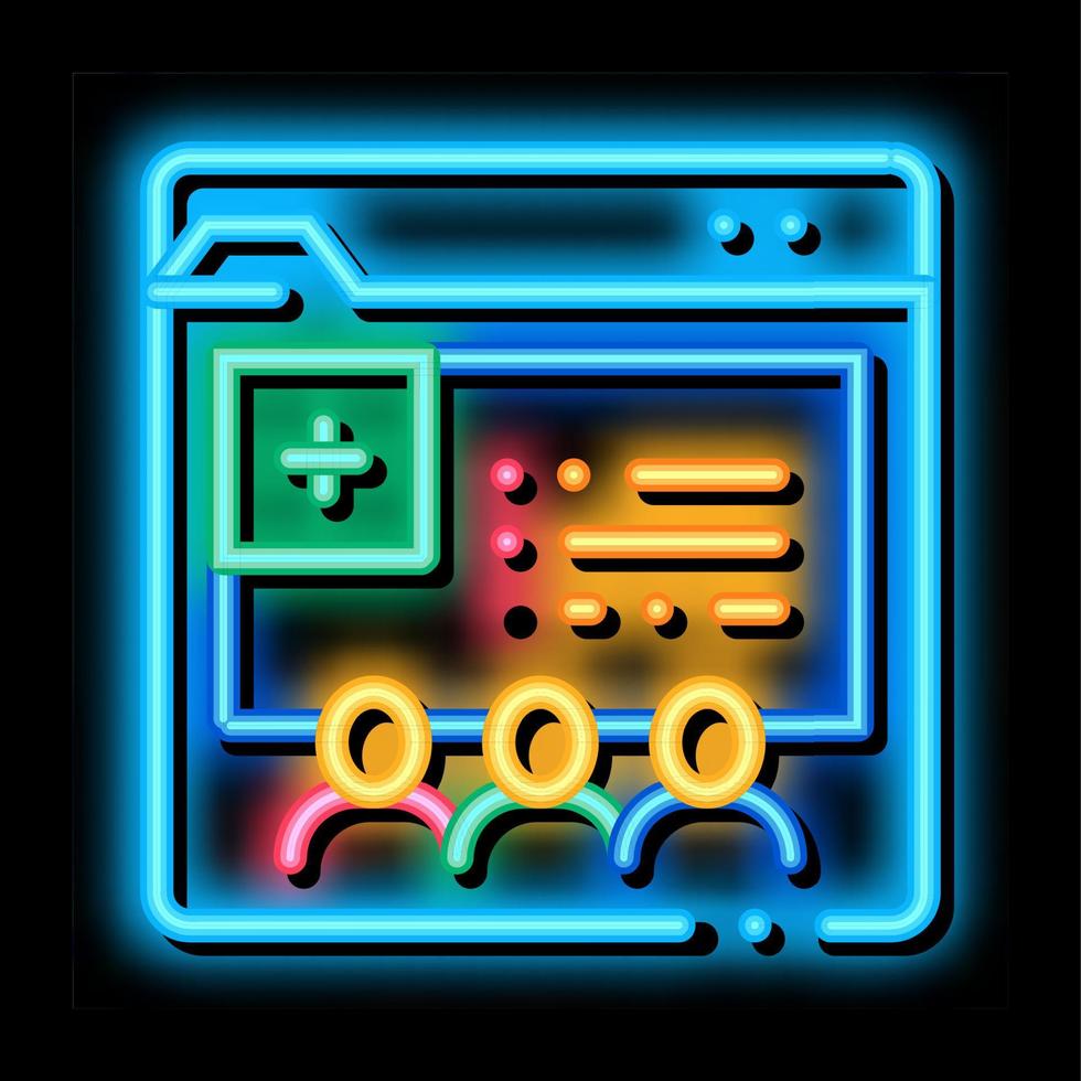 illustration d'icône de lueur de néon de prescription en ligne vecteur