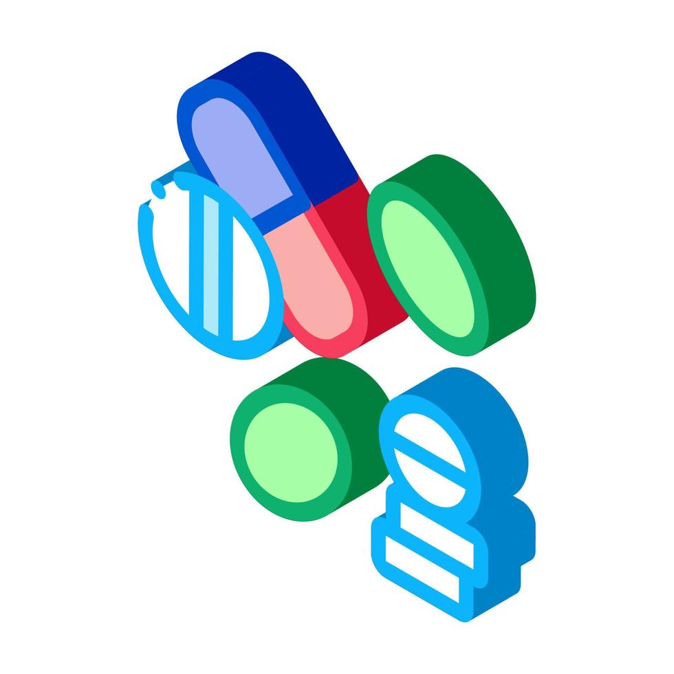 illustration vectorielle d'icône isométrique de pilule de médicament médical vecteur