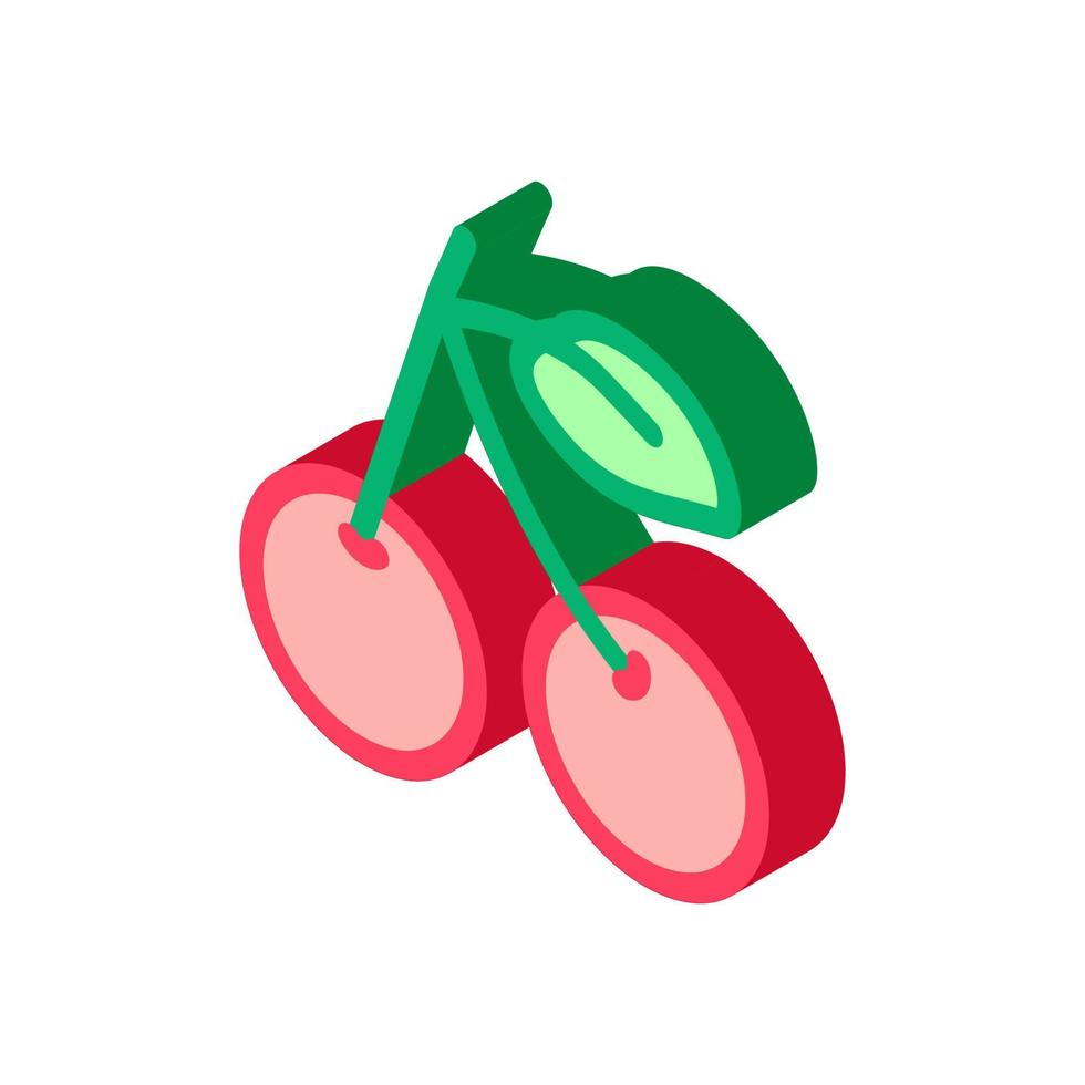 illustration vectorielle d'icône isométrique de feuille de fruit de cerise vecteur