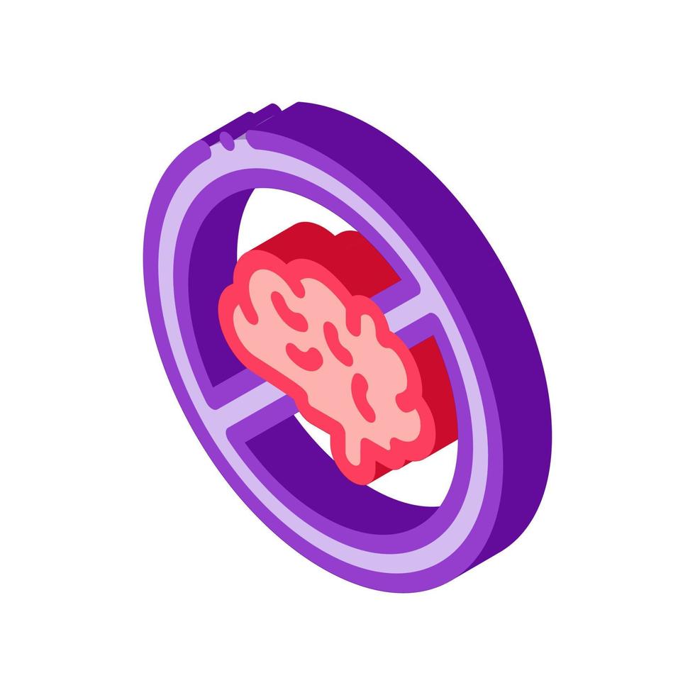 cerveau barré marque isométrique icône illustration vectorielle vecteur