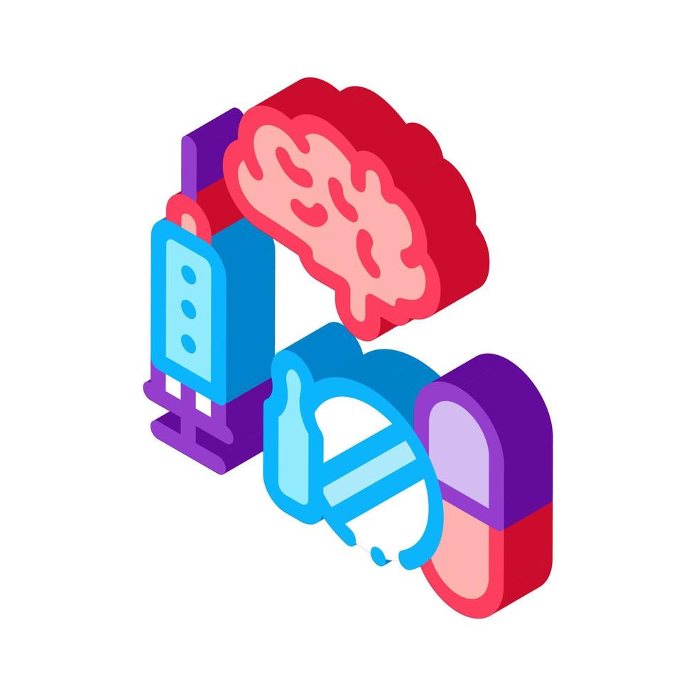 illustration vectorielle d'icône isométrique du cerveau, de la seringue et des pilules vecteur