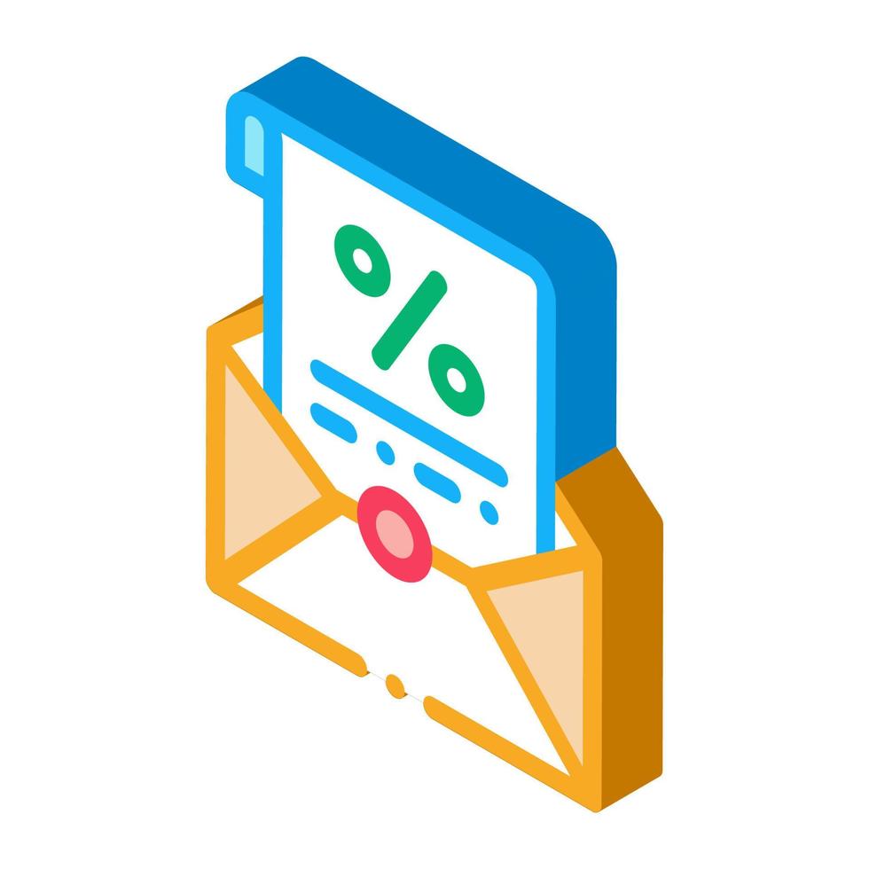 illustration vectorielle d'icône isométrique de lettre d'intérêt imprimée vecteur