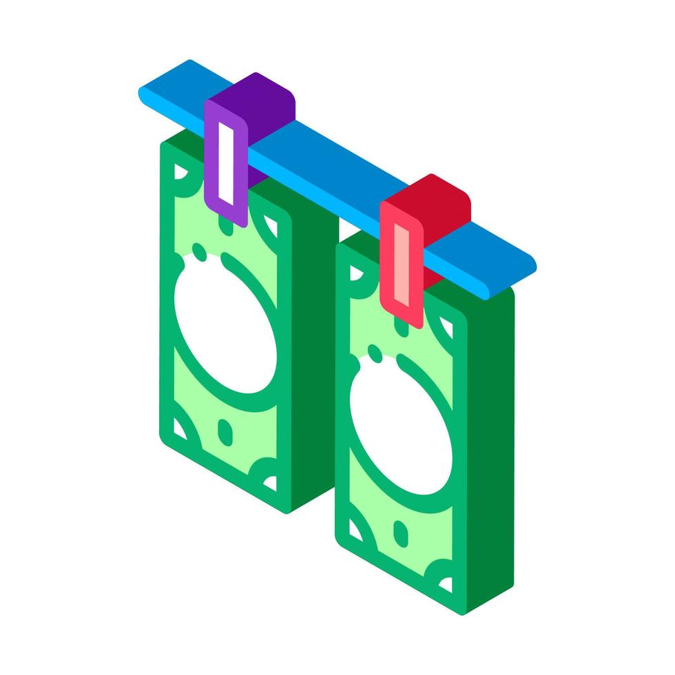 séchage de faux billets icône isométrique illustration vectorielle vecteur