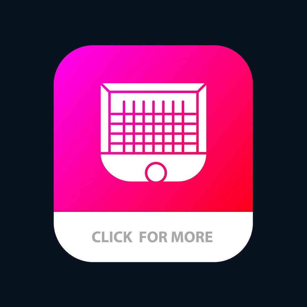 porte de balle poteau de but net bouton d'application mobile de football version de glyphe android et ios vecteur