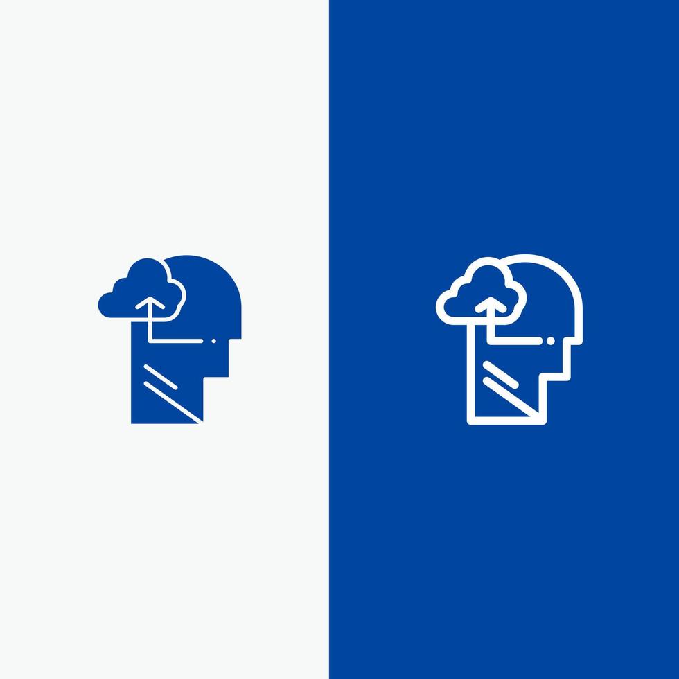 gagner de lexpérience esprit ligne de tête et glyphe icône solide bannière bleue ligne et glyphe icône solide bannière bleue vecteur