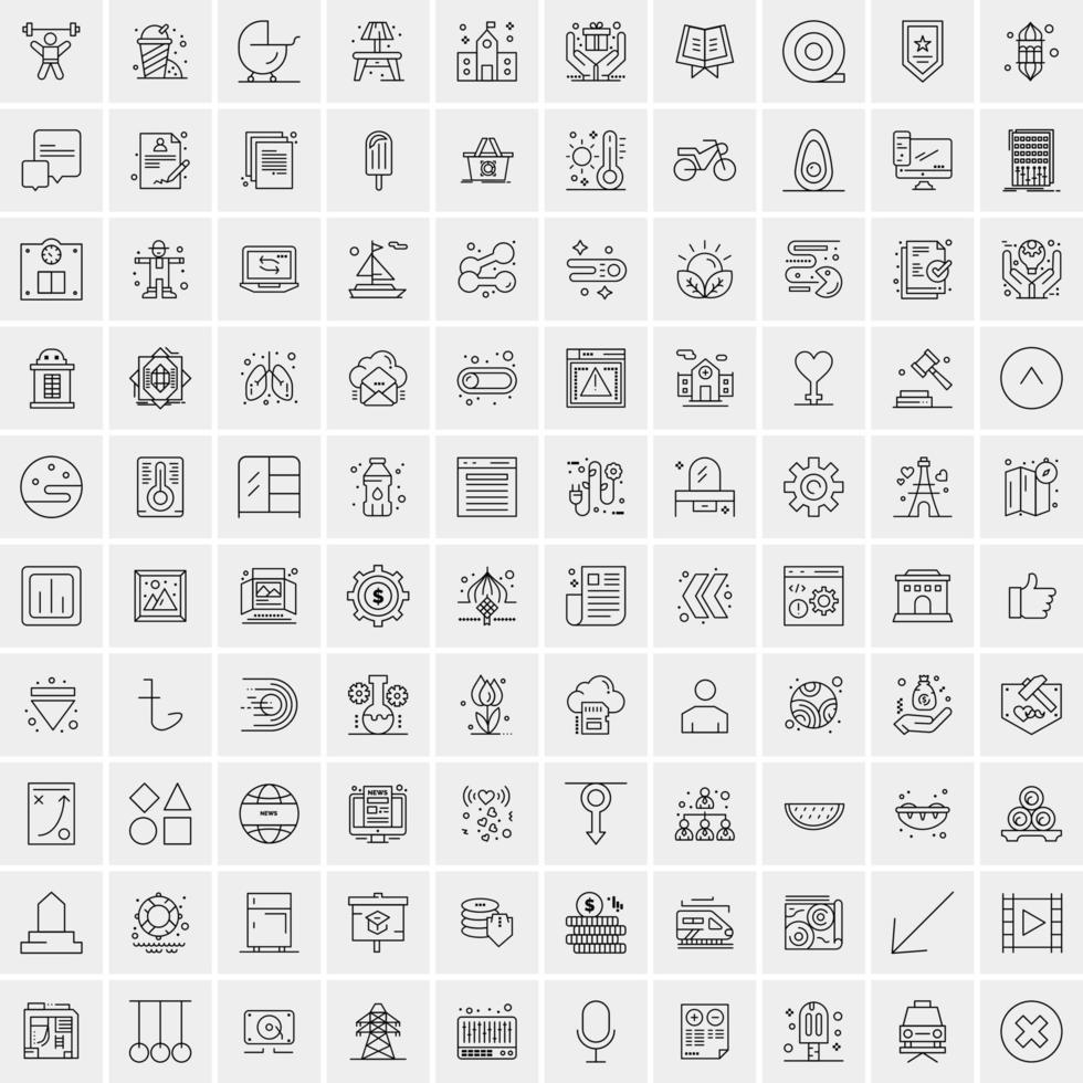 ensemble de 100 icônes de ligne d'activité créative vecteur