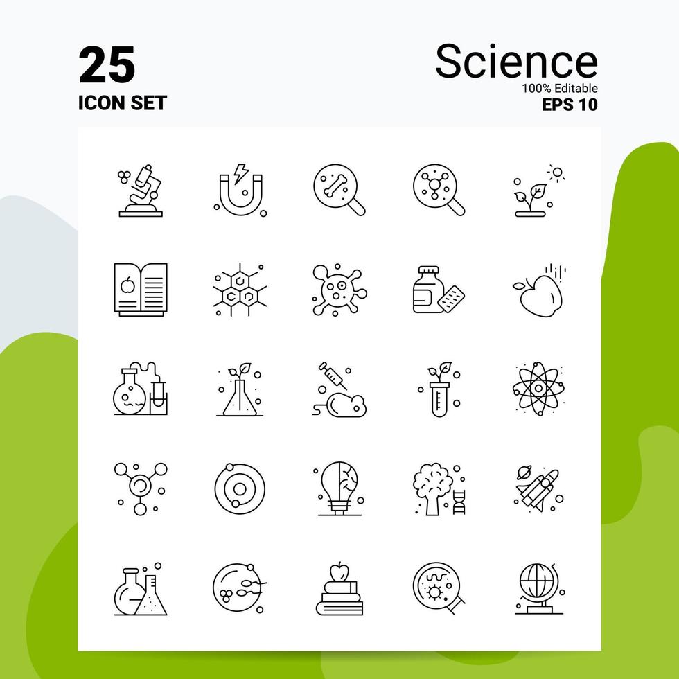 25 science icon set 100 eps modifiables 10 fichiers business logo concept idées ligne icône design vecteur