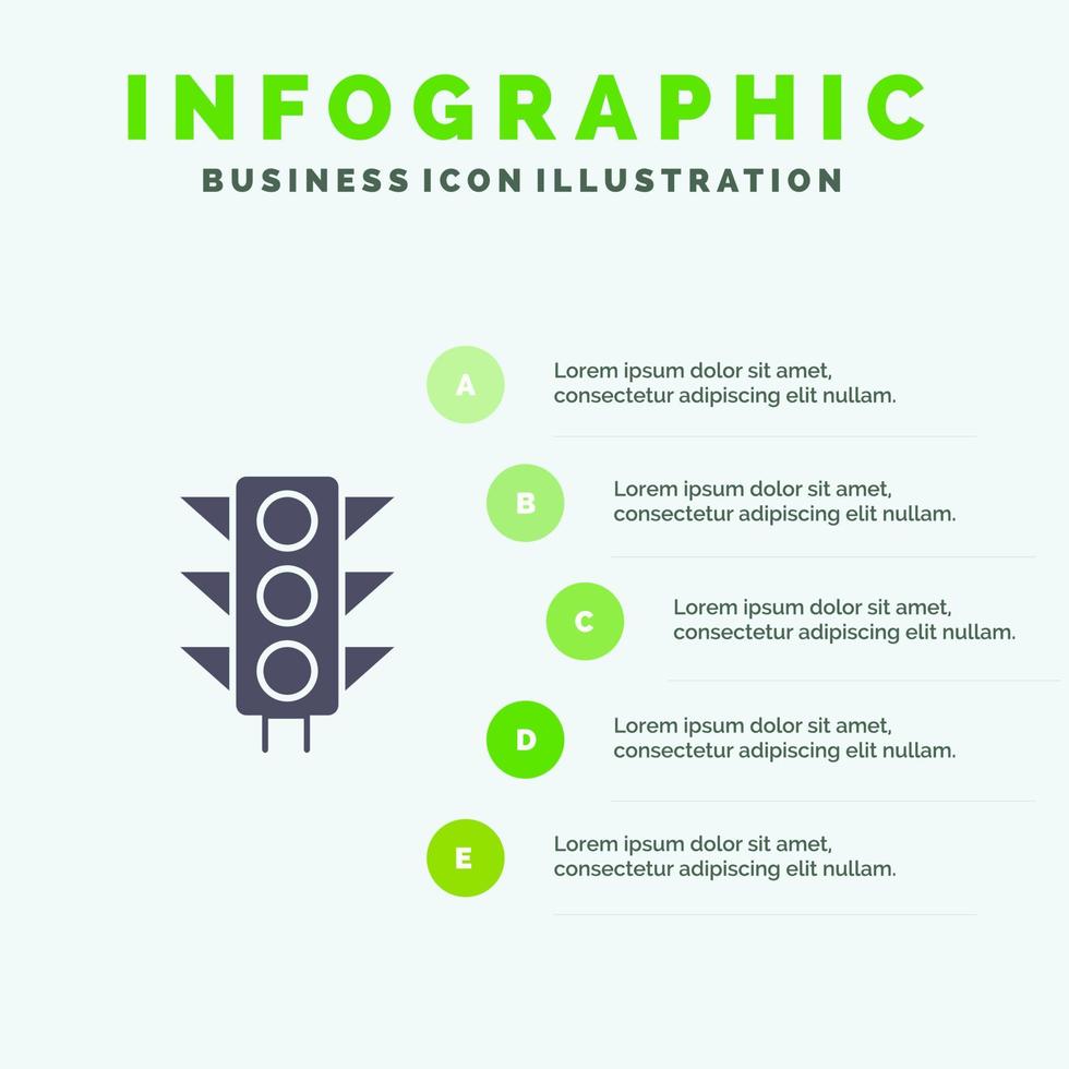 modèle de présentation d'infographie de route légère de panneau de signalisation présentation en 5 étapes vecteur