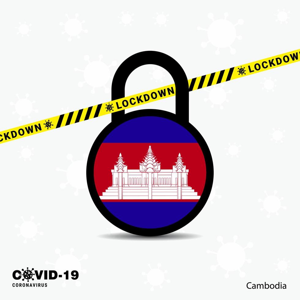 cambodge verrouiller verrouiller le modèle de sensibilisation à la pandémie de coronavirus covid19 conception de verrouillage vecteur