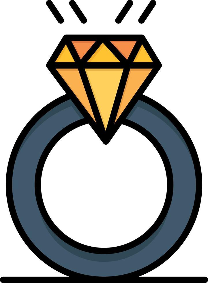 bague diamant proposition mariage amour plat couleur icône vecteur icône modèle de bannière