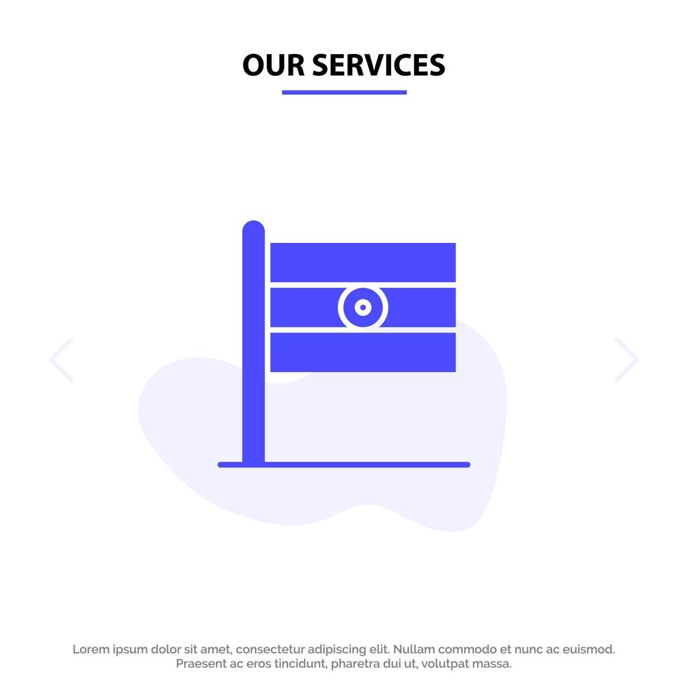 nos services drapeau indien signe jour solide glyphe icône modèle de carte web vecteur