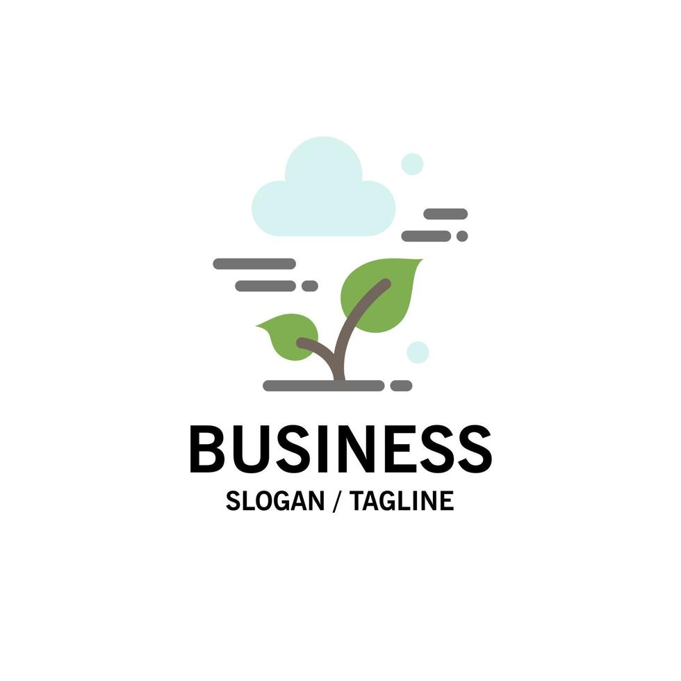 couleur plate de modèle de logo d'entreprise de technologie de feuille de nuage de plante vecteur