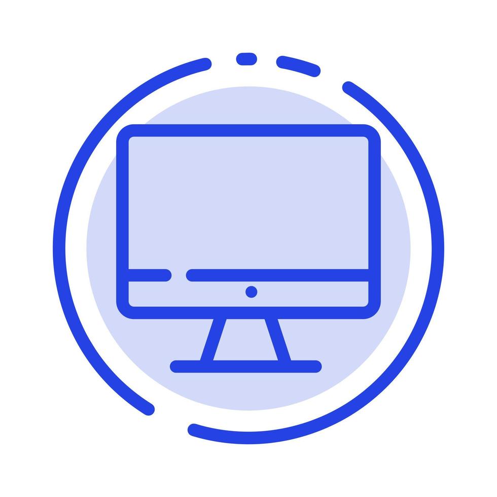 moniteur d'ordinateur matériel d'écran icône de ligne en pointillé bleu vecteur