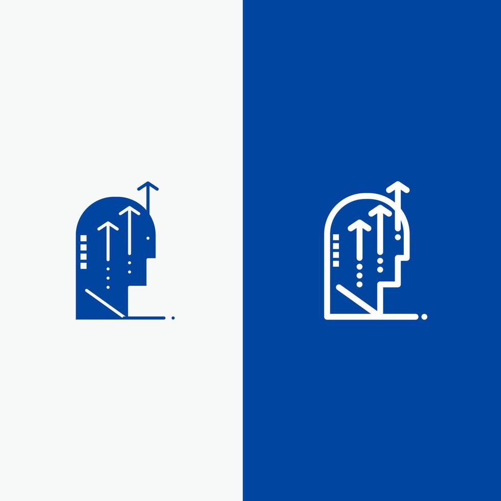 croissance émotionnelle intelligence humaine esprit ligne et glyphe icône solide bannière bleue ligne et glyphe icône solide bannière bleue vecteur