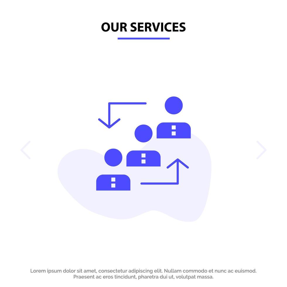 nos services avancement professionnel échelle des employés promotion travail du personnel icône de glyphe solide modèle de carte web vecteur