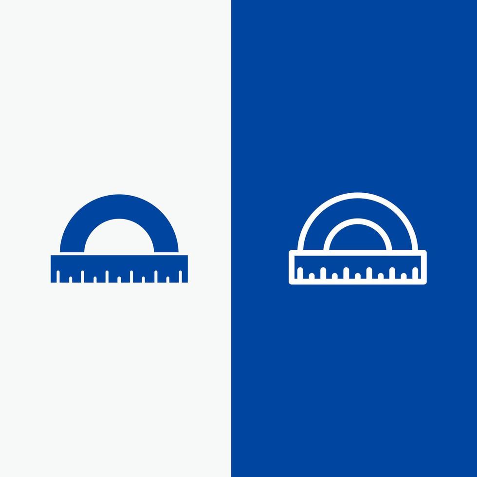 construction d'angle règle de mesure échelle ligne et glyphe icône solide bannière bleue ligne et glyphe icône solide bannière bleue vecteur