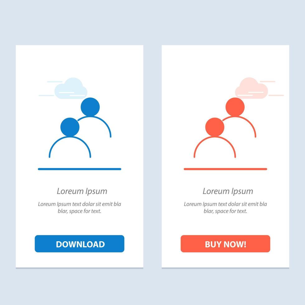 l'utilisateur a regardé l'avatar de base bleu et rouge télécharger et acheter maintenant le modèle de carte de widget web vecteur