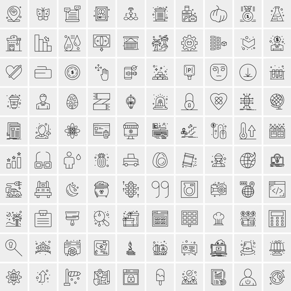 ensemble de 100 icônes de ligne d'activité créative vecteur